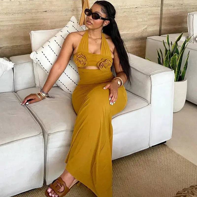Flower Cutout Maxi Dress