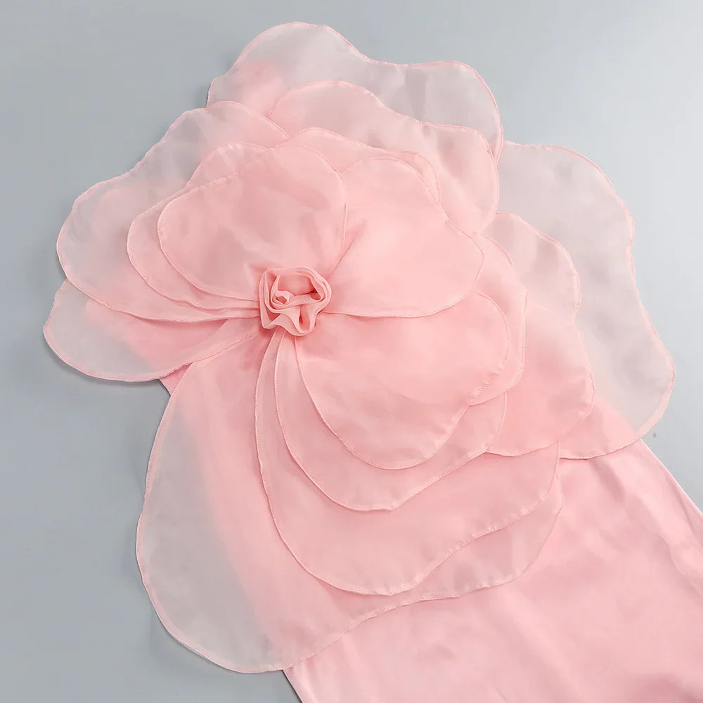 Flower One Shoulder Midi Dress