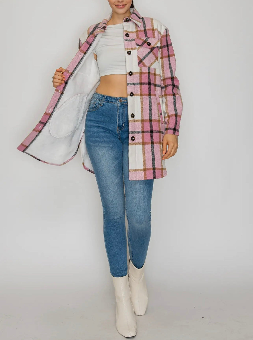 Pretty in Pink Baddie Flannel Shacket