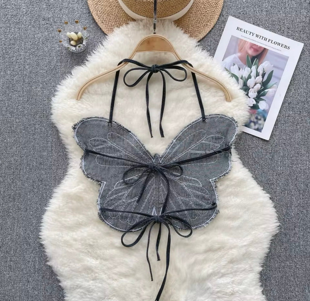 Butterfly denim top