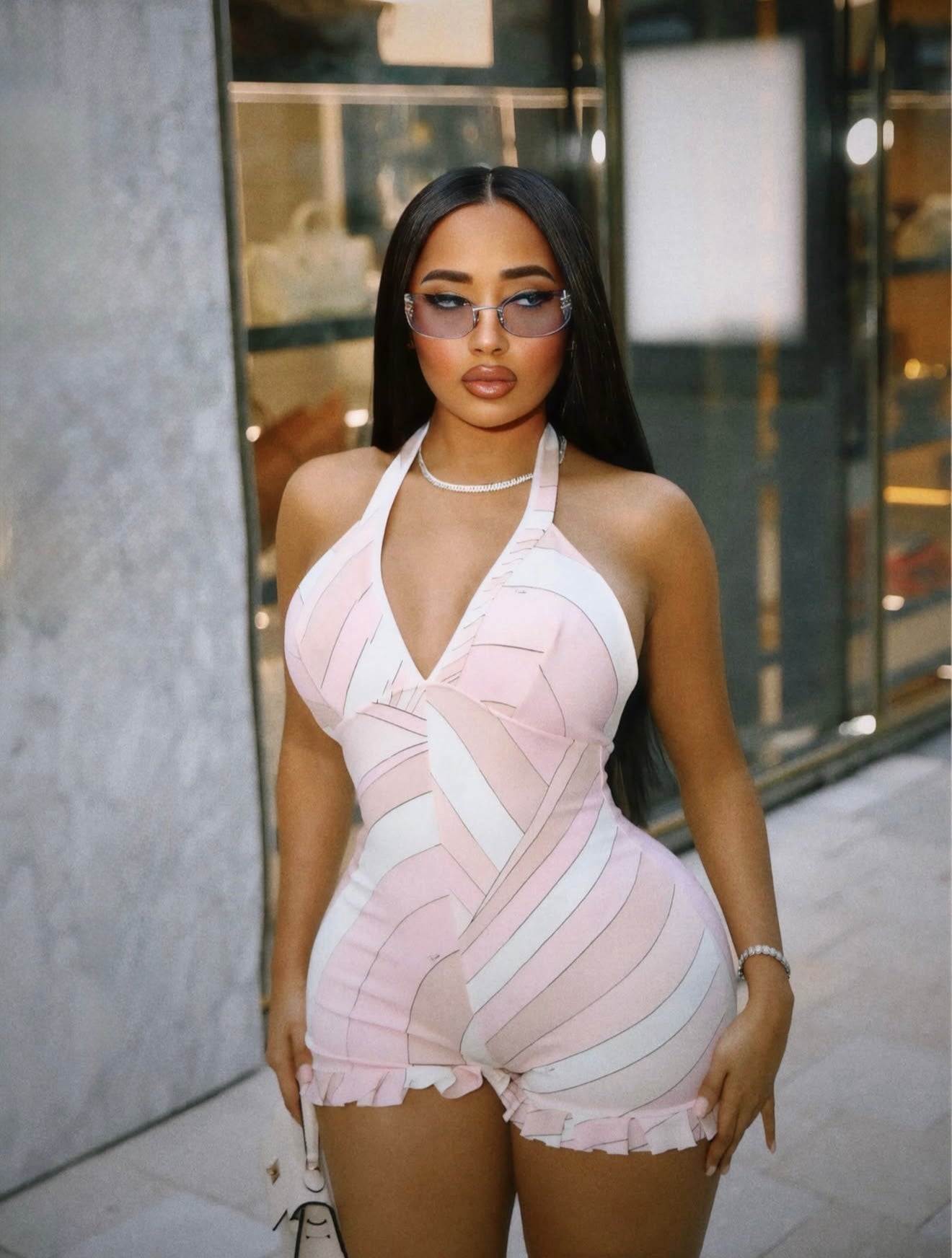 Pink Waves Romper