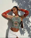 Mesh print top