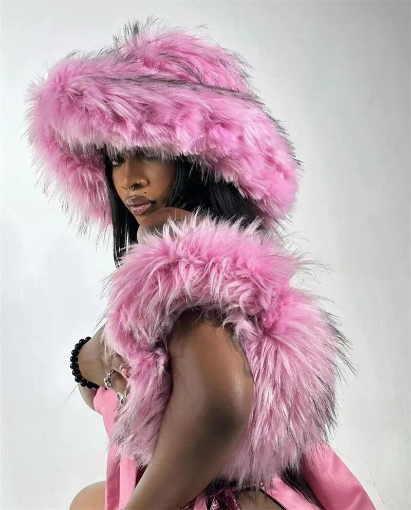Fur Bucket Hat x Fur Bag Set