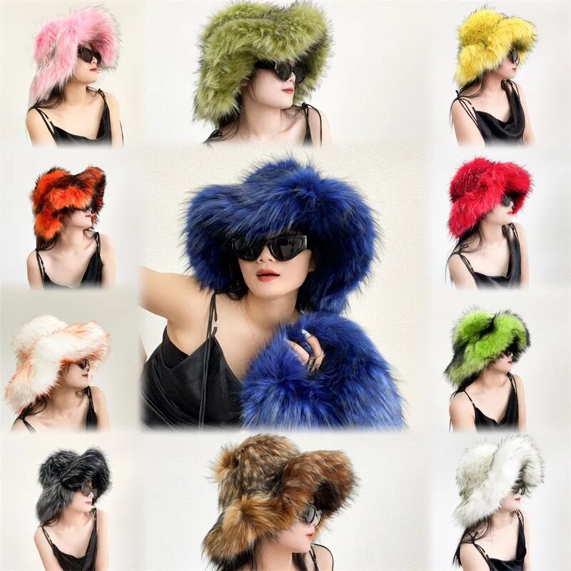 Fur Bucket Hat x Fur Bag Set