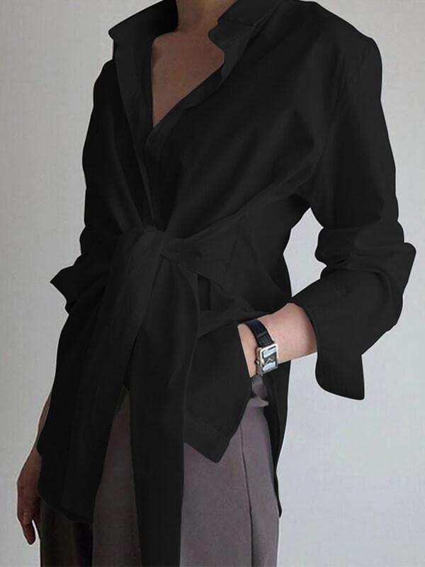 Solid Tied Shirt Black