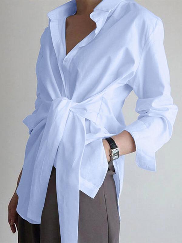 Solid Tied Shirt Light Blue