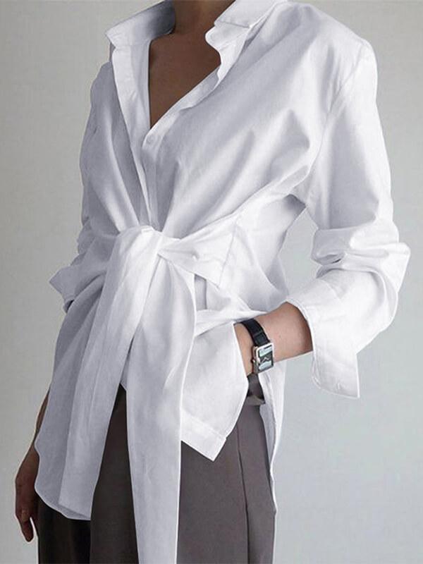 Solid Tied Shirt White