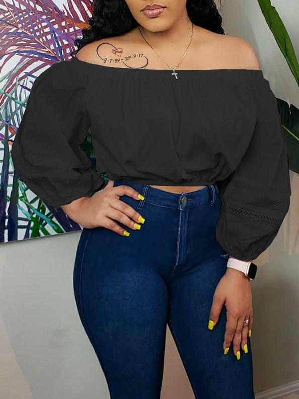 Solid Off-Shoulder Top Black