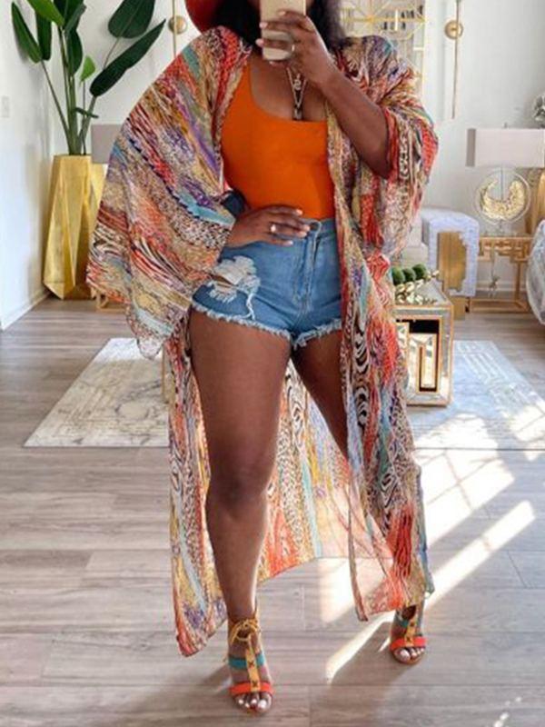 Printed Chiffon Kimono--Clearance