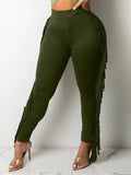 Fringe Combo Skinny Pants Olive
