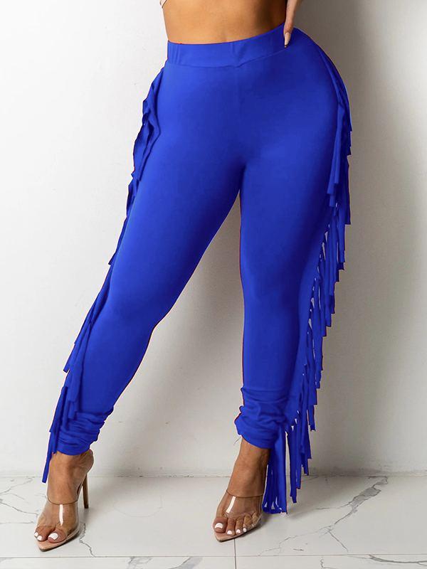 Fringe Combo Skinny Pants Blue