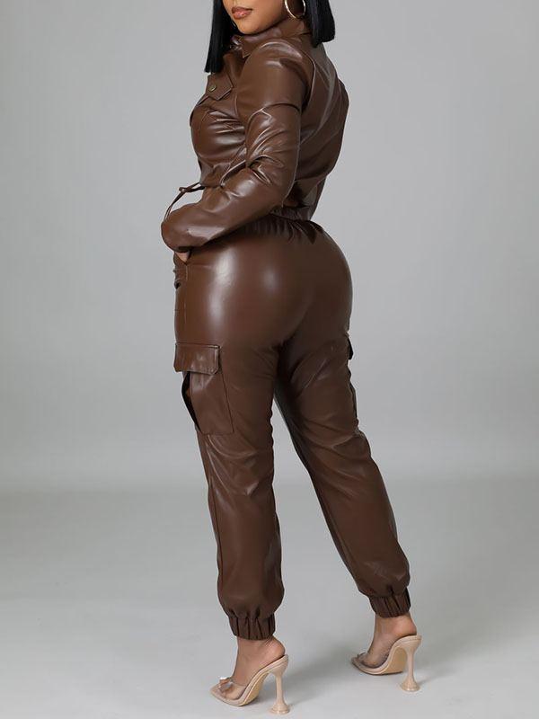 Faux-Leather Jacket & Jogger Pants Set--Clearance