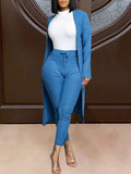 Ribbed Cardigan & Tied Pants Set--Clearance Blue S