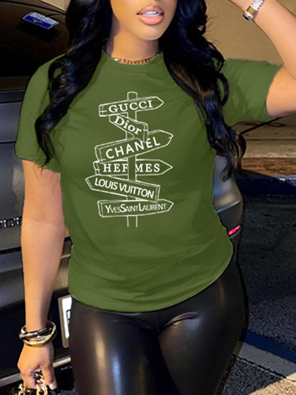 Logo Print Tee Olive