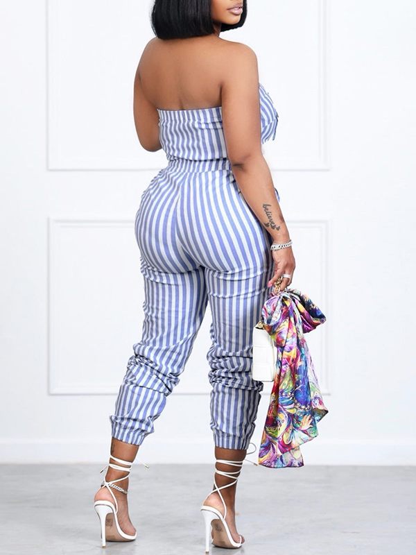 Stripe Strapless Jumpsuit--Clearance