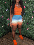 Tank Top & Ombre Shorts Set--Clearance Orange S