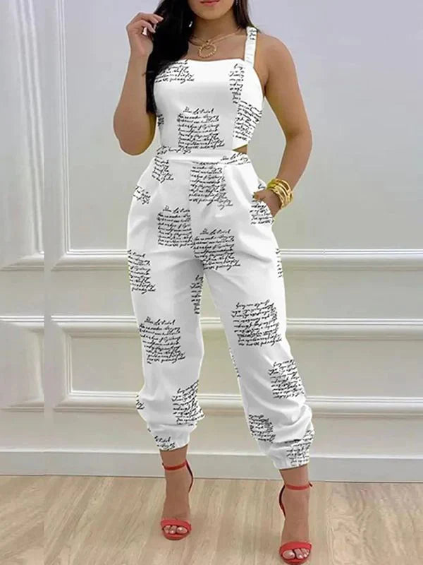 Tied Back Jogger Jumpsuit White