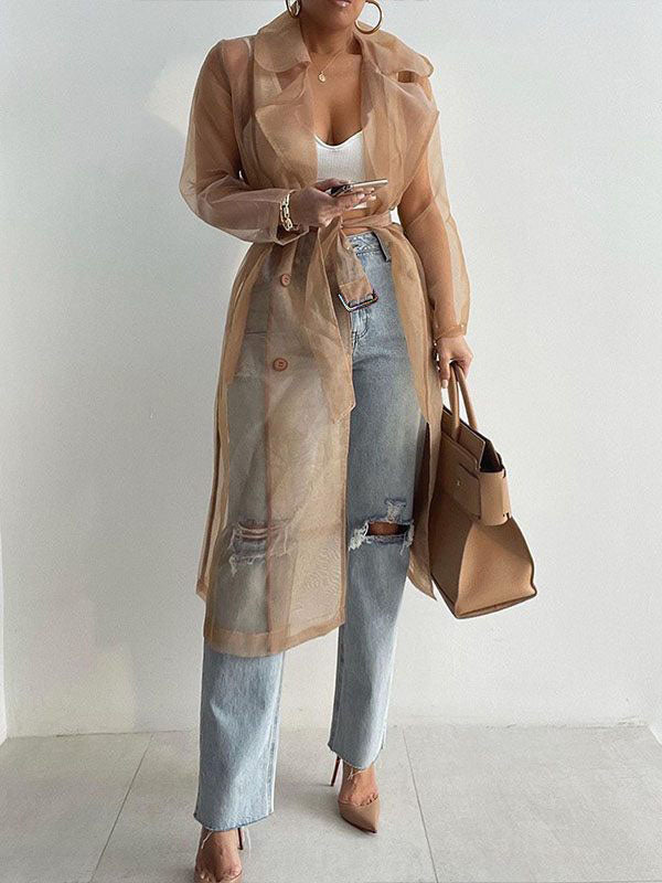Belted Sheer Duster--Clearance