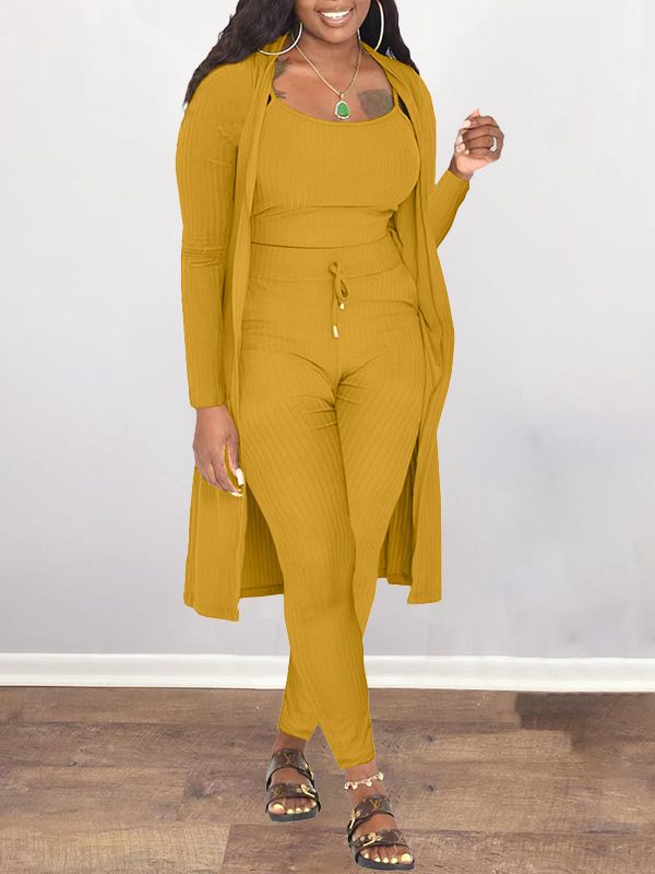 Solid Ribbed 3PC Set--Clearance Yellow S