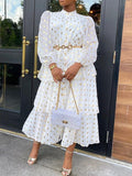 Dot Tiered Shirt Dress--Clearance White 3XL