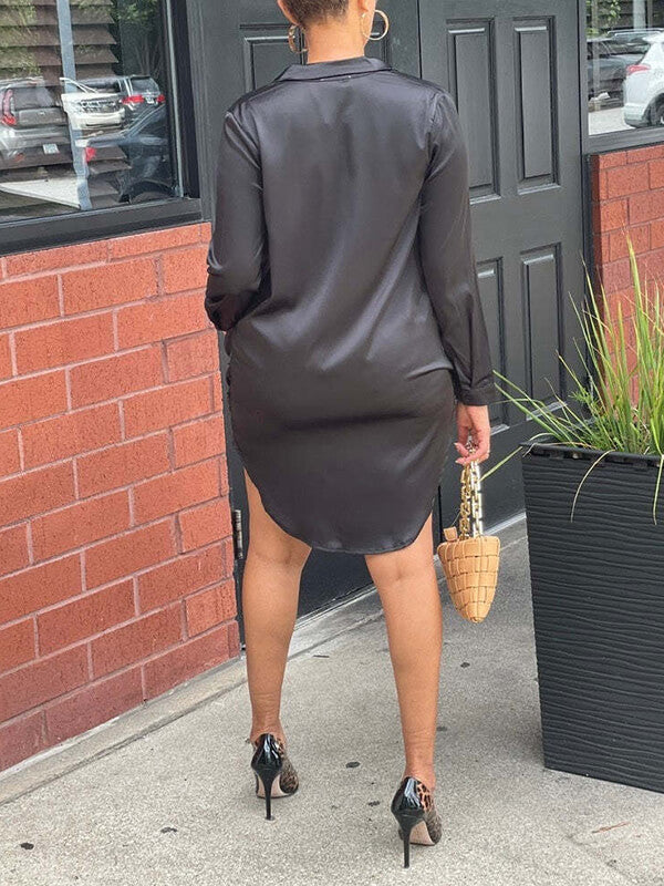 Solid Draped Shirt Dress--Clearance