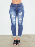Distressed Skinny Jeans--Clearance Light Wash Blue S