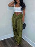 Zip-Front Cargo Pants--Clearance Olive