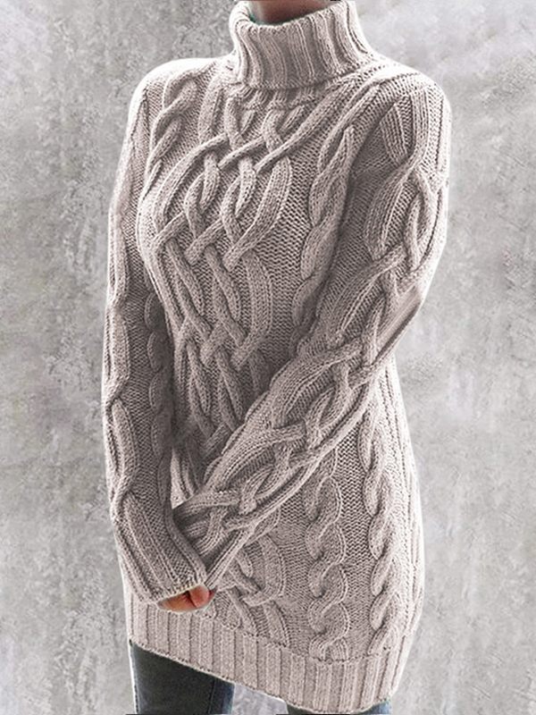 Cable-Knit Turtleneck Sweater--Clearance Khaki XL