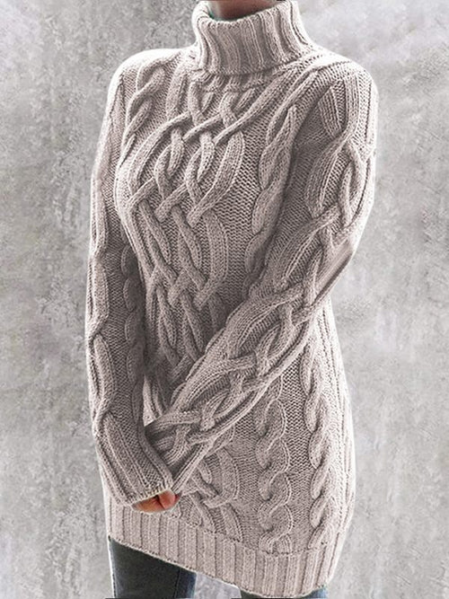 Cable-Knit Turtleneck Sweater--Clearance Khaki XL