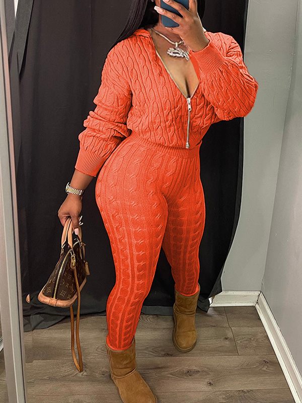 Knit Zip Hoodie & Pants Set--Clearance