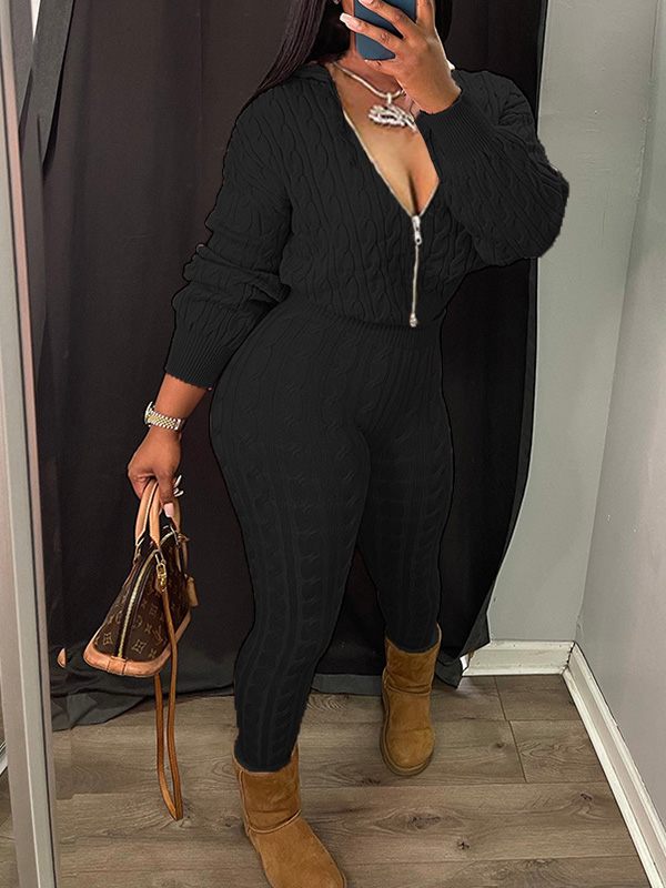 Knit Zip Hoodie & Pants Set--Clearance
