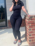 Solid Ribbed 2PC Set Black