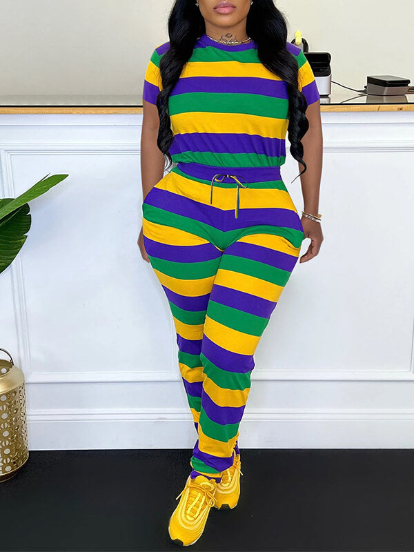 Stripe Tee & Jogger Pants Set--Clearance Multicolor-2 S