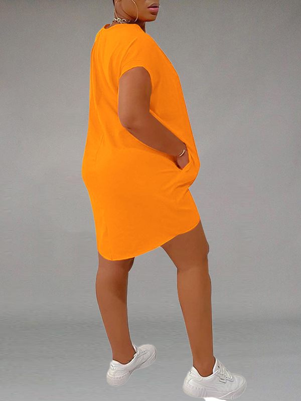 Solid Tee Dress with Pockets-Clearance