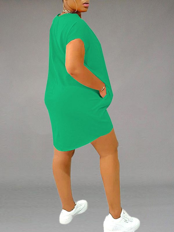 Solid Tee Dress with Pockets-Clearance