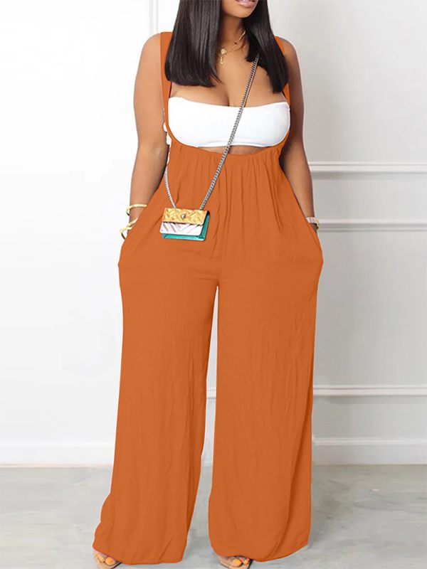 Bandeau Top & Overalls Set Orange