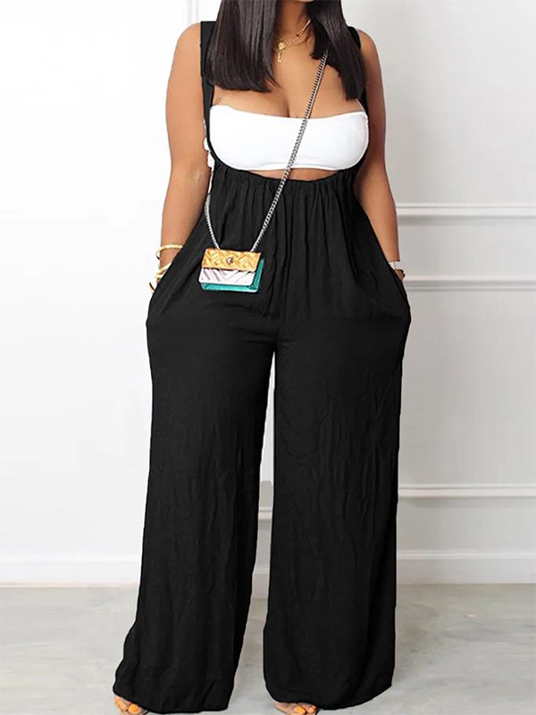 Bandeau Top & Overalls Set Black