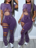 Ripped Tee & Pants Set--Clearance Purple S
