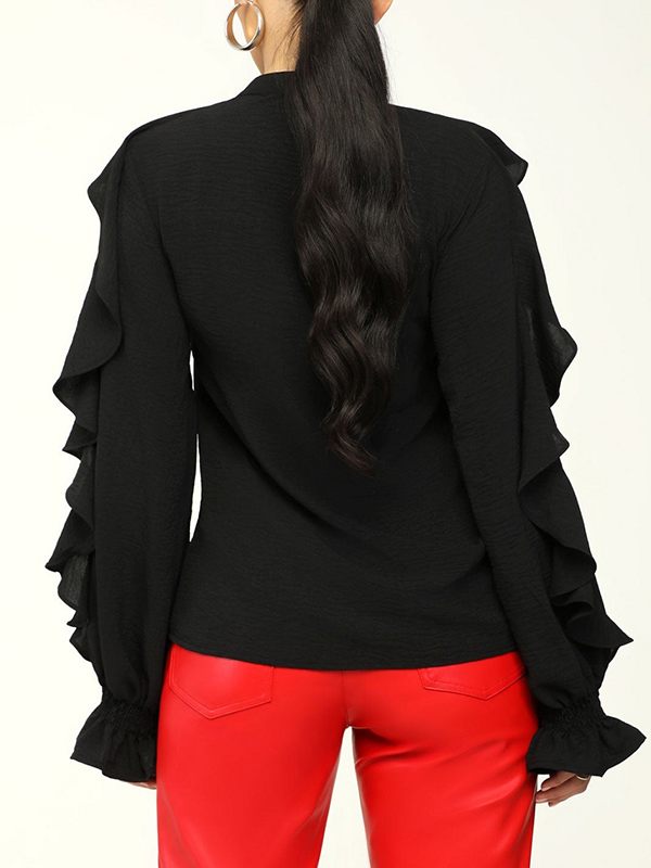 Solid Ruffle Shirt--Clearance