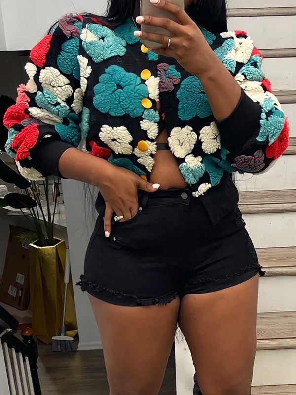 Floral Bomber Jacket--Clearance