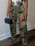 Camo Cutout Pants Olive