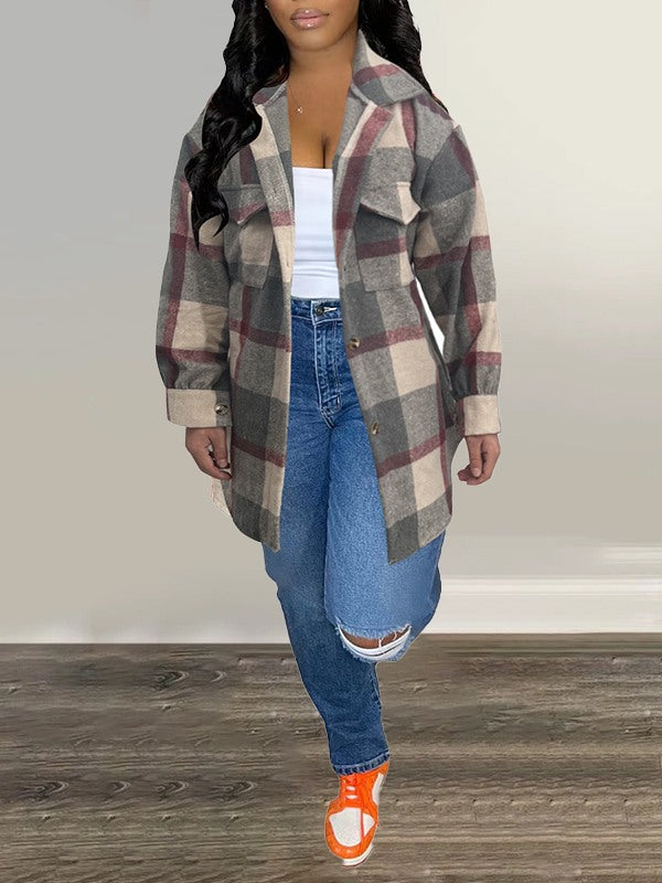 Plaid Shirt Jacket Gray
