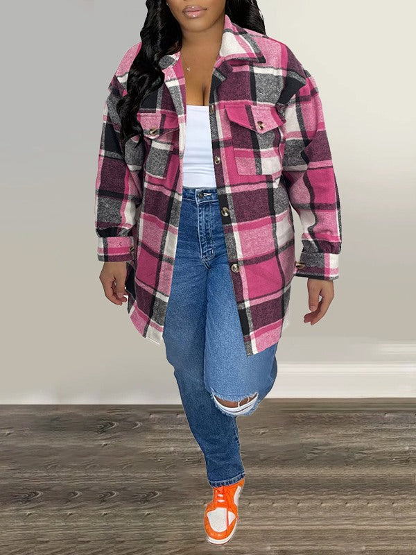 Plaid Shirt Jacket Rose