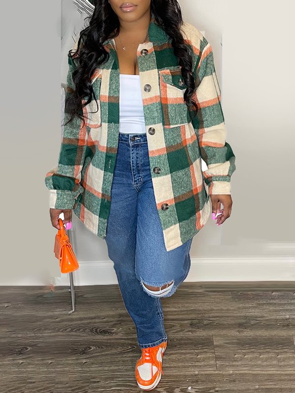 Plaid Shirt Jacket Green