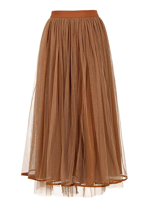 Mesh Skirt--Clearance Camel L