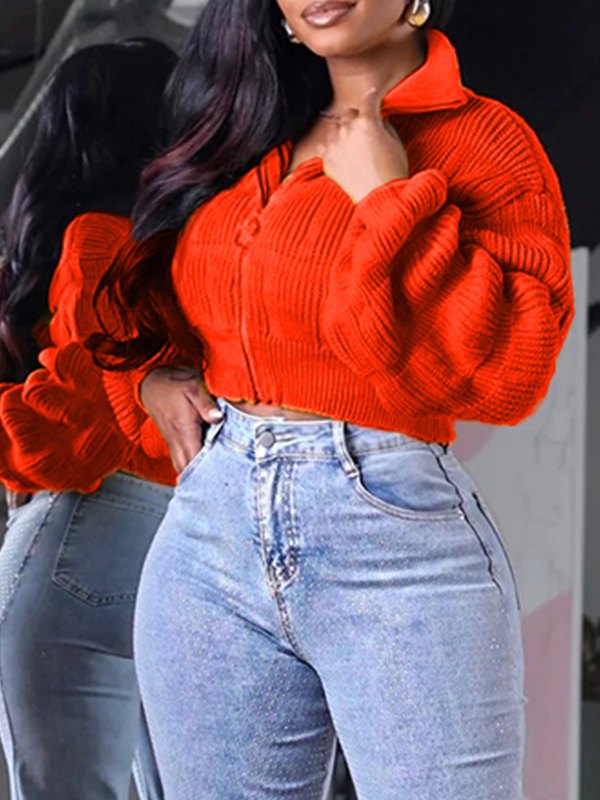 Solid Zip-Front Sweater--Clearance