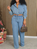 Denim Shirt & Pants Set Blue