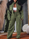 Fleece Jacket & Cargo Pants Set--Clearance Olive