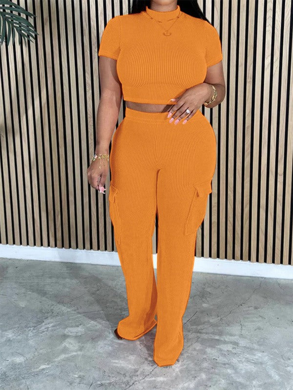 Solid Tee & Cargo Pants Set--Clearance