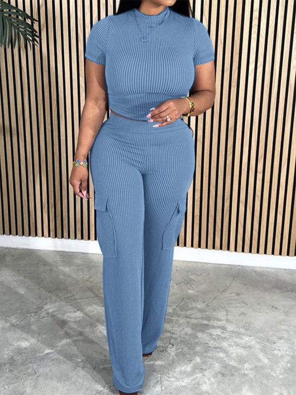 Solid Tee & Cargo Pants Set--Clearance